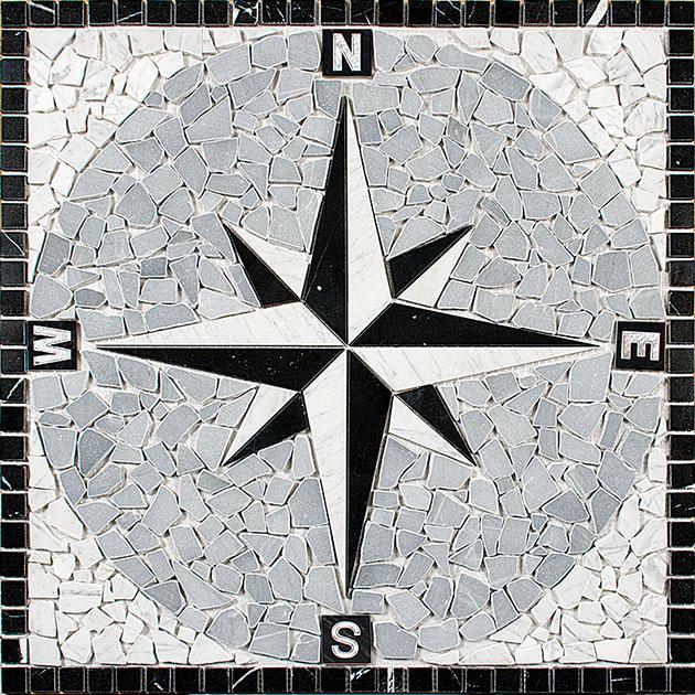 Rosoni windrose nero 66x66