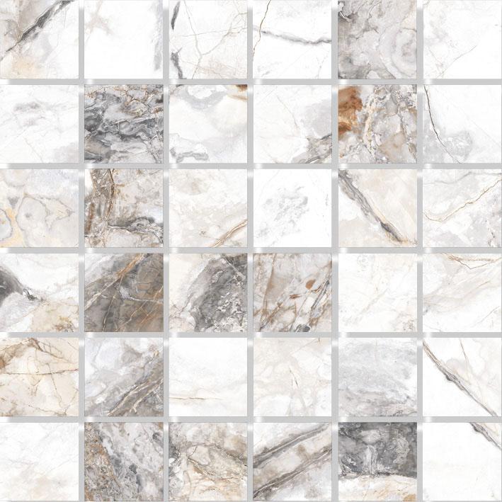 Mosaik marble gold grey polerad 4,8x4,8
