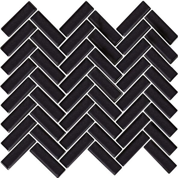 Mosaik harringbone svart blank 2,2x7,2
