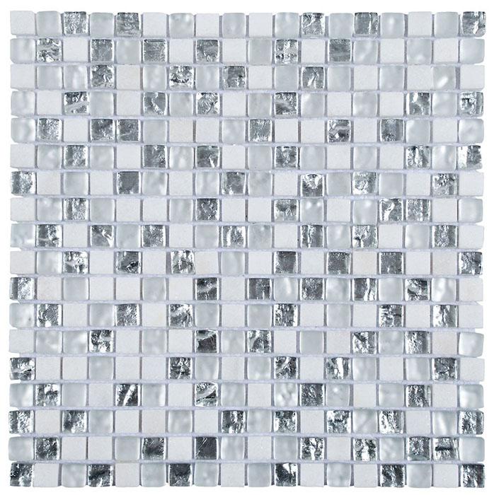 Mosaik marble mix glas superwh 1,5x1,5